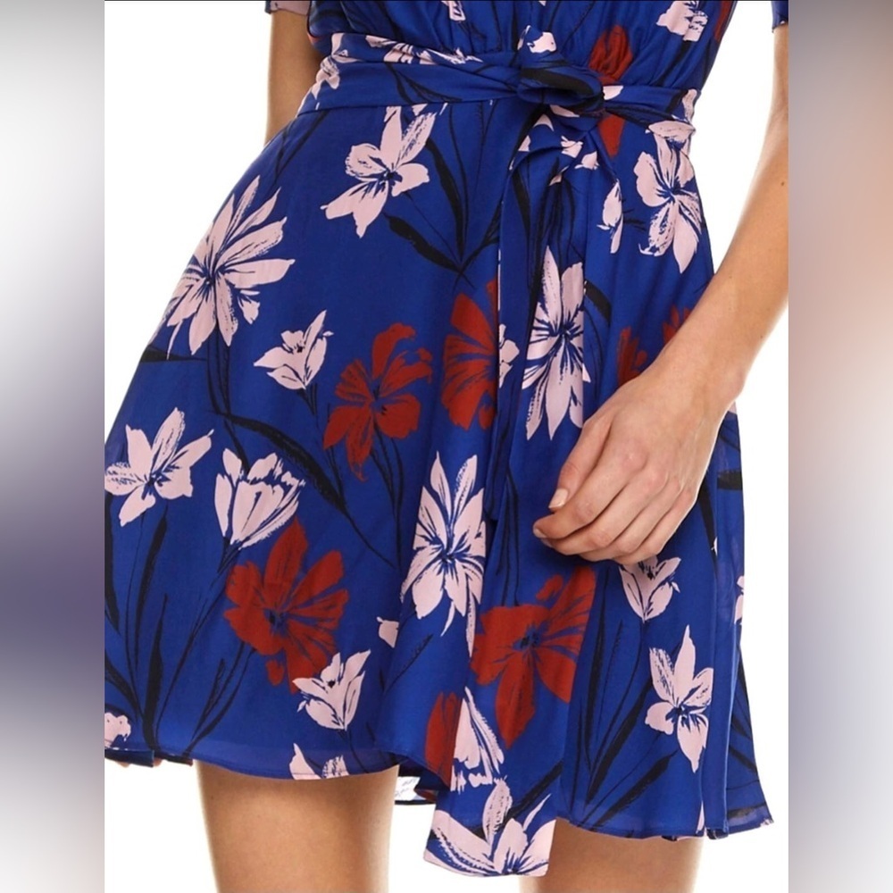 TALULAH Vibrant Blue and Red Floral Mini Dress - Picture 14 of 15